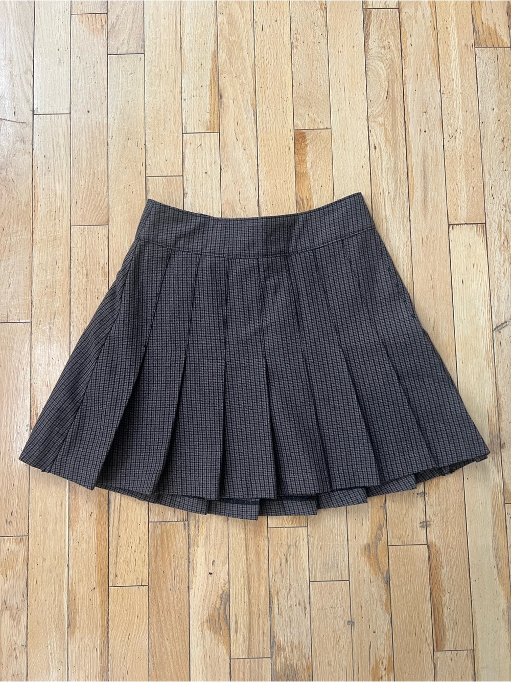 Abercrombie & Fitch Brown Plaid Pleated Mini Skirt